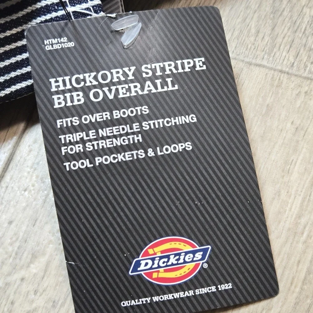 Dickies Hickory Bib Overalls Men Size 44x30 Railroad Stripe Denim